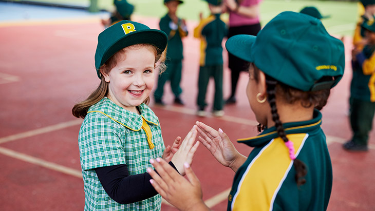 Students playing in the school yard.