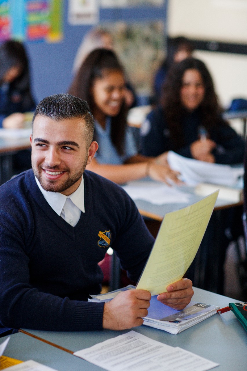 Student in classroom.