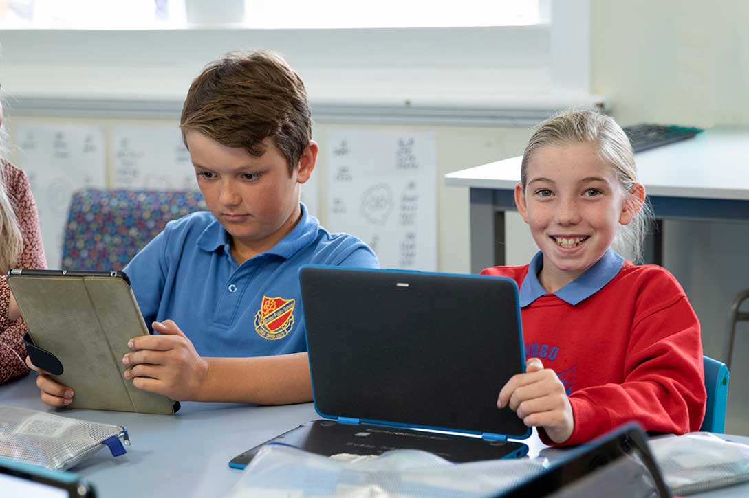 Student working in classroom